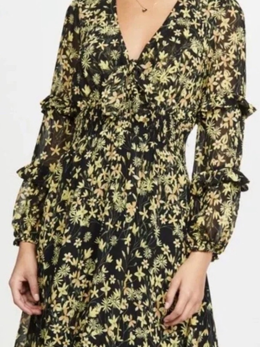 Lost + Wander Black Maxi Dress with Yellow Floral Print, size small